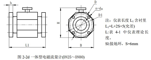 不锈钢电磁流量计外形尺寸图二