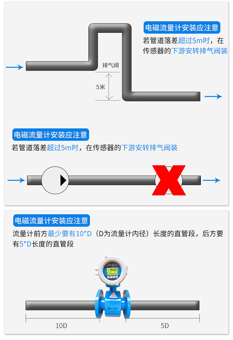 高压型电磁流量计安装注意事项