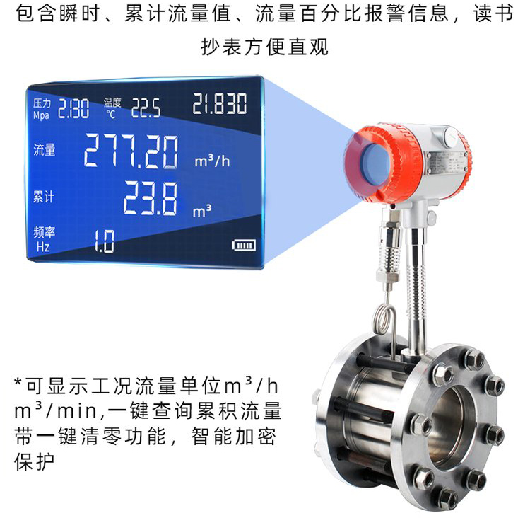 工业蒸汽流量计液晶显示图