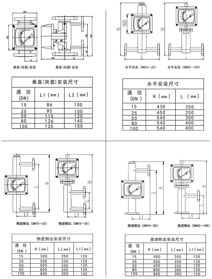 氨气流量计安装尺寸图