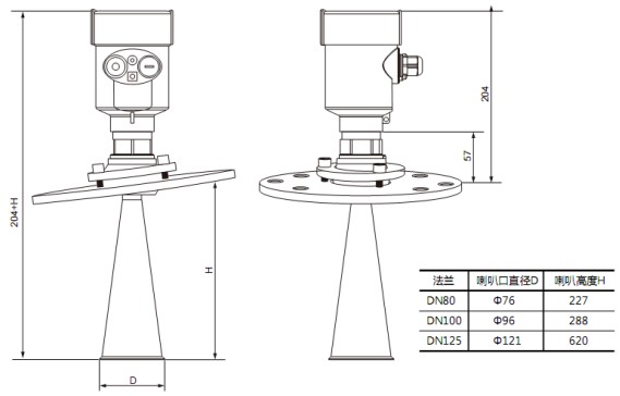 雷达液位变送器RD706外形尺寸图